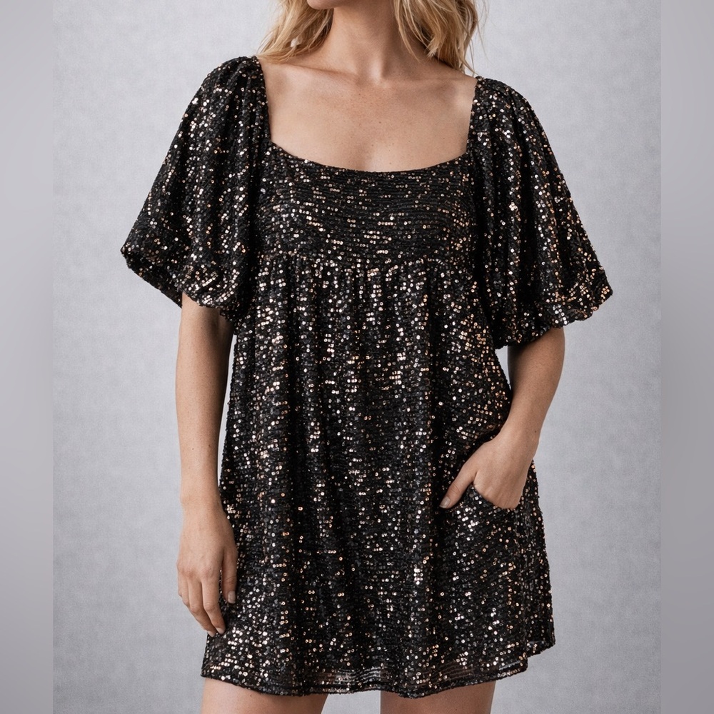 Be Together Black and Gold Sequin Dress size M